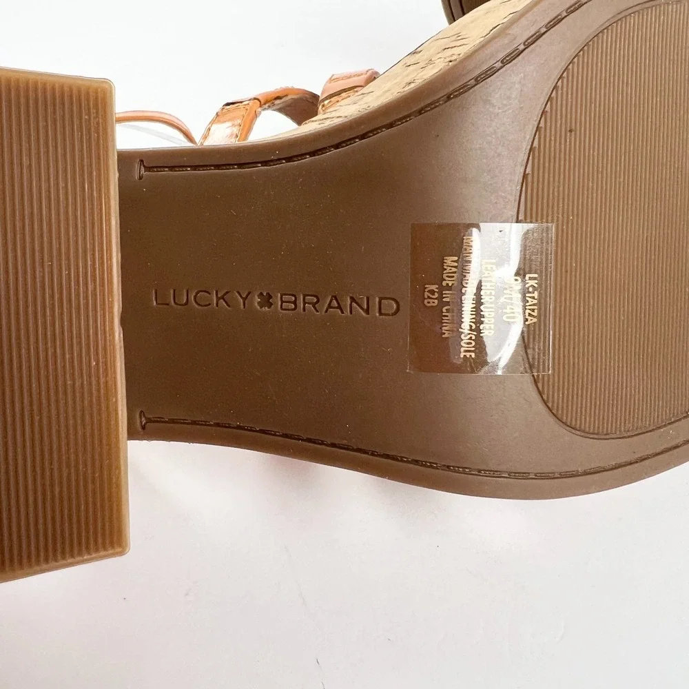 LUCKY BRAND Orange Platform Sandals Size US 9 Cork Block Heel  LK Taiza NIB